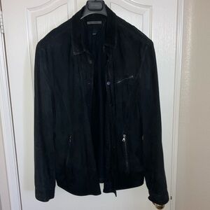 John Varvatos black suede shirt jacket .. size 58X